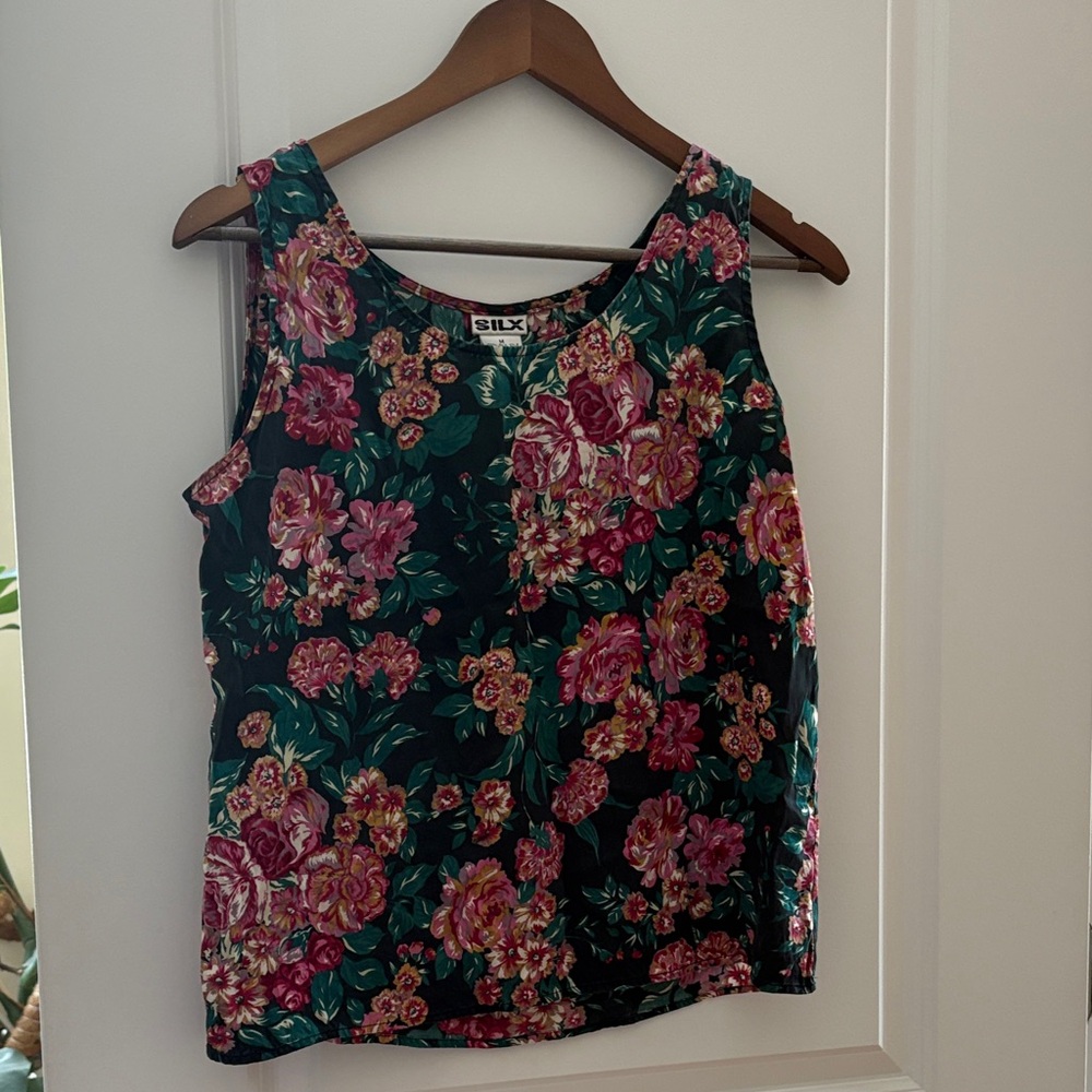 Silk Floral Sleeveless vintage Tank Top